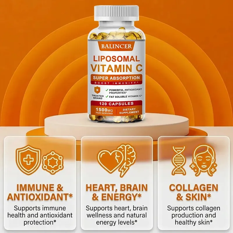 Liposomal Vitamin C รองรับสารต้านอนุมูลอิสระสุขภาพและภูมิคุ้มกัน การดูดซึมสูง Non-GMO Gluten Free – 120 แคปซูล — image 4