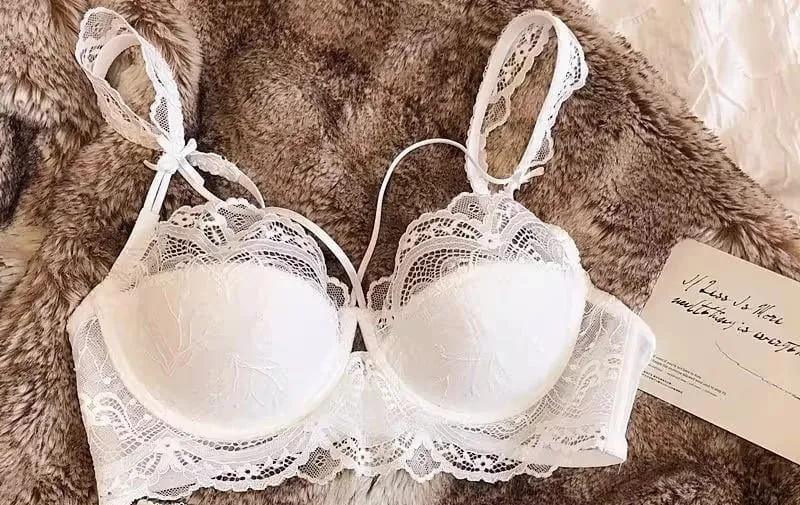 French Pure Lace Bralette Petite Bralet Set Košíčky AABB s odnímatelnými ramínky a tenkými vycpávkami Push Up Měkká kostice Sexy Dámské — image 9
