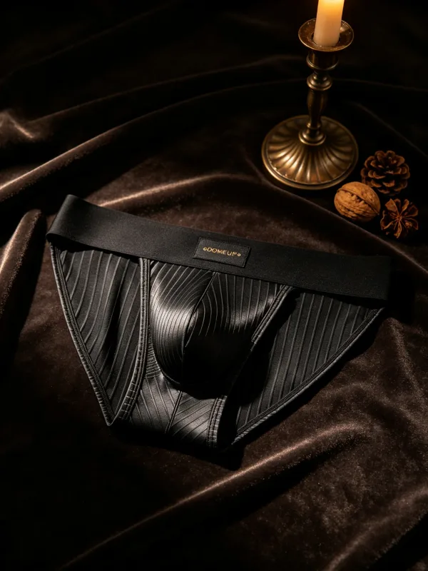 Men Underwear Shiny Striped Triangle Briefs Front Bulge Pouch Sexy Low Rise Slim Fit Daily Mens Underpants DP915 — image 15