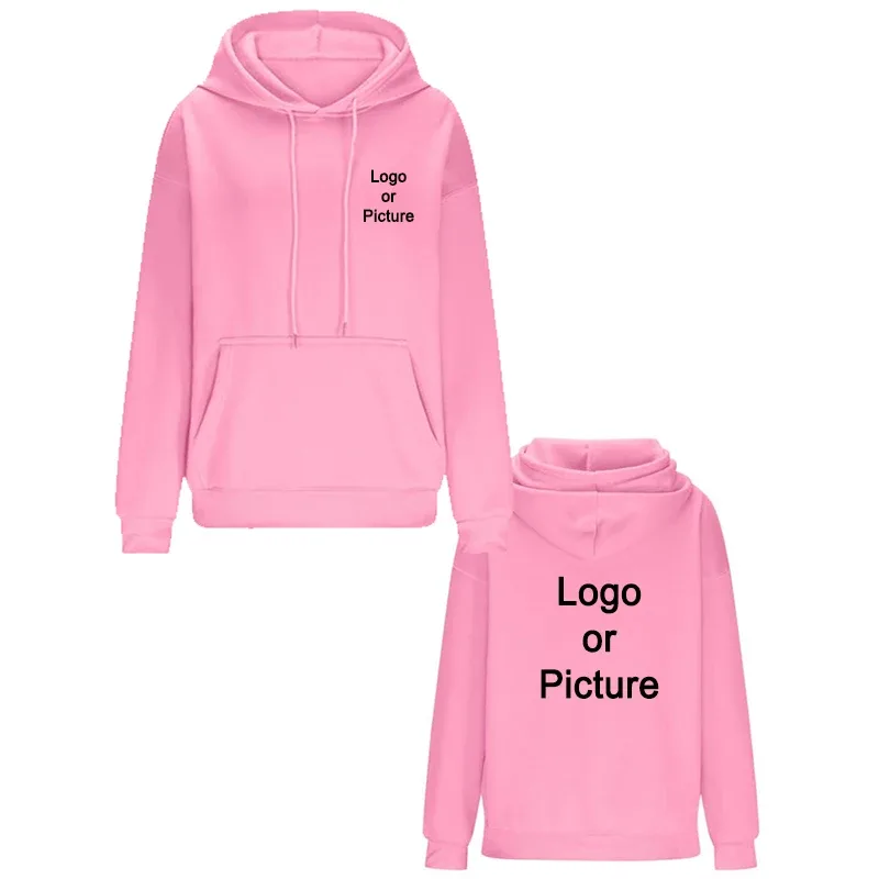 Reka bentuk DIY Oversize Hoodies Fesyen Wanita Disesuaikan Cetak Longgar Lengan Panjang Bahu Drop Cuff Sweathsirts Pullovers Sudadera