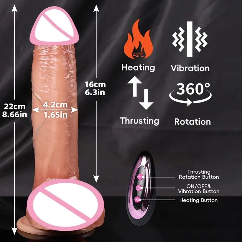 Realistic Dildo Vibrator Telescopic Sex Toys Vibrating Heated Silicone Penis Female Vaginal Masturbator Anal Plug Adult Supplies