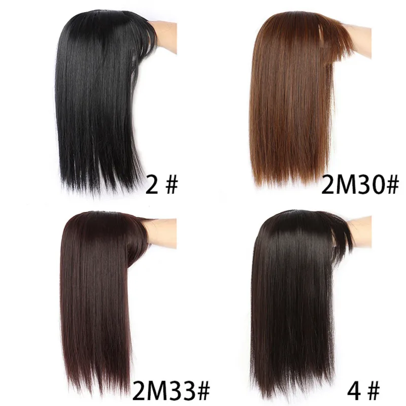 Synthetic 16inch Straight Topper Hair with 3 Clips for Women Hairpieces for Thinning Hair Featuring Bangs Easy to Wear — image 2