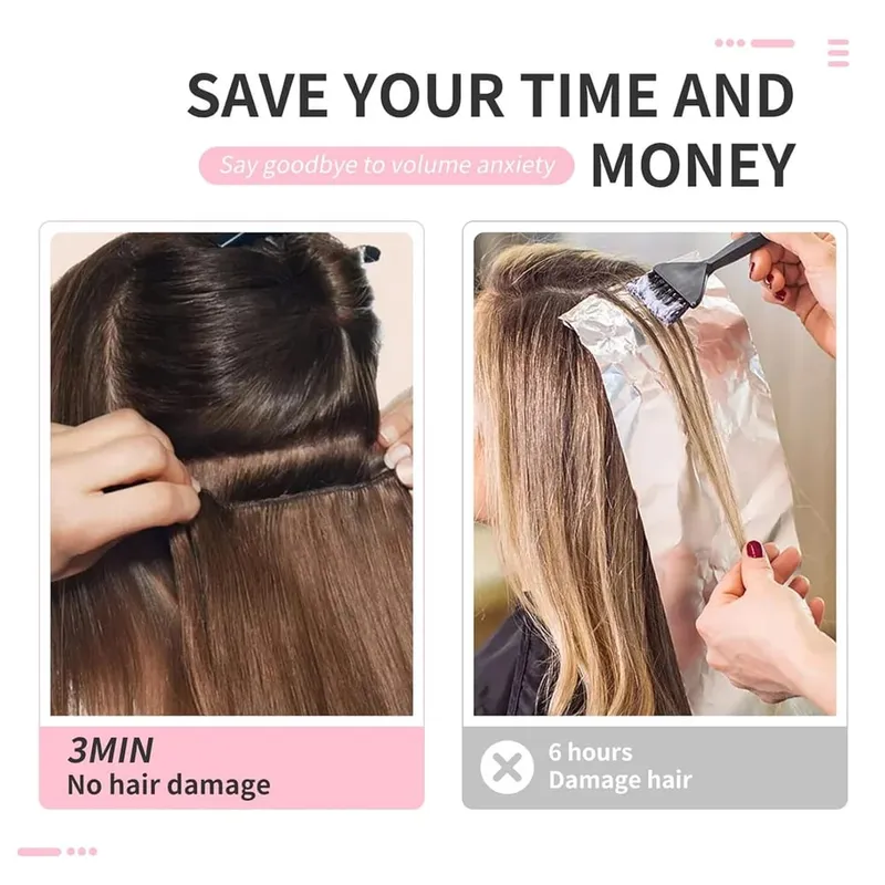 24 Inch Clip In Hair Extensions 6PCS Hair Extensions Long Water Wave Hair Full Head Synthetic Clip On Hairpiece For Women Girls — image 7