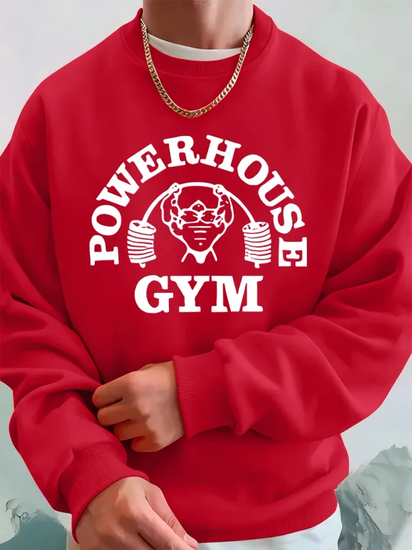 Powerhouse Gym Letter Printing Men Sweatshirts Winter Fleece Warm Hoodie Korean Loose Crewneck Pullovers Hip Hop Male Clothes — image 32