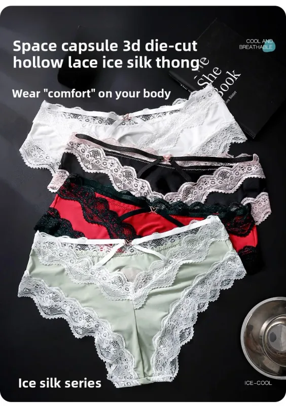 Male Full Lace Edge Briefs Back Bow Strap Ice Silk Satin Low Rise U Pouch Soft Breathable Men Underpants — image 8