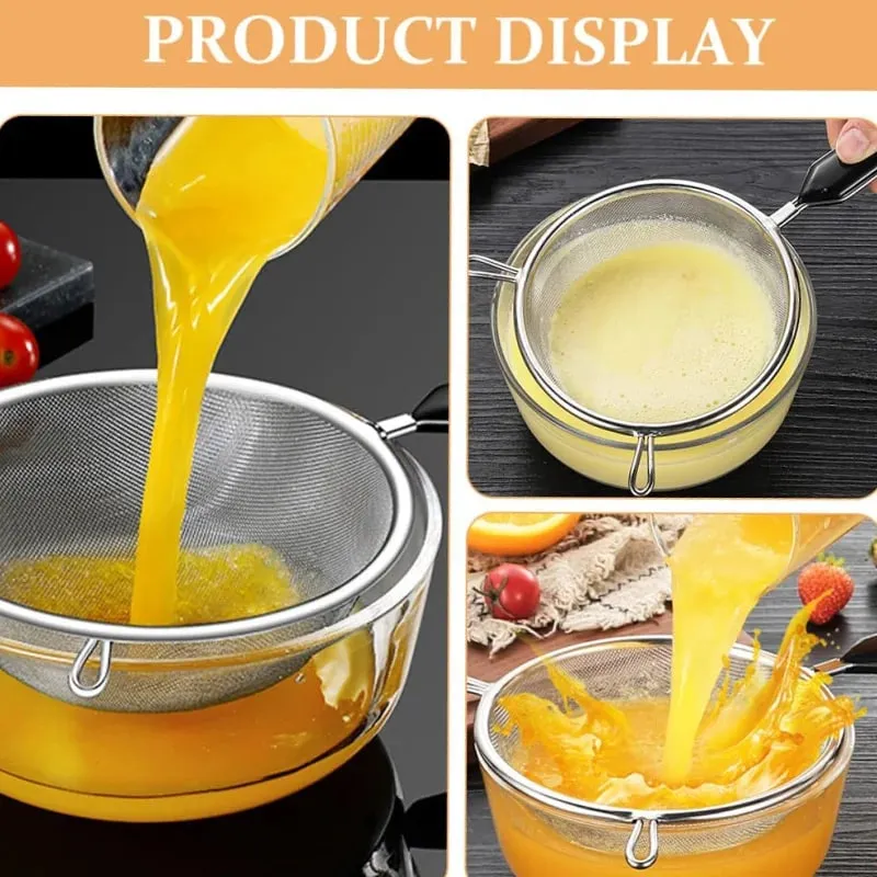 Premium Fine Mesh Strainer for Your Festive Kitchen - Versatile 6.3 Inch Stainless Steel Sieve for Fruits Broths and Baking Prep — image 3