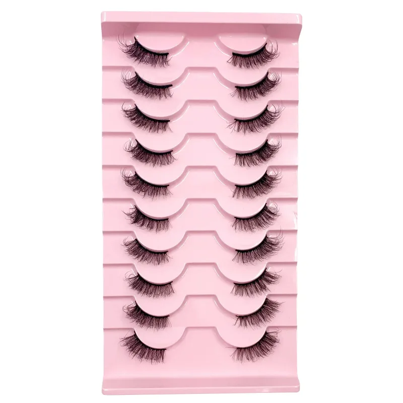 3D Cat Eye Lashes Half Eyelashes 10Pairs Half Lashes Natural Clear Stem False Eyelash Extension Makeup Faux Cils maquiag — image 15