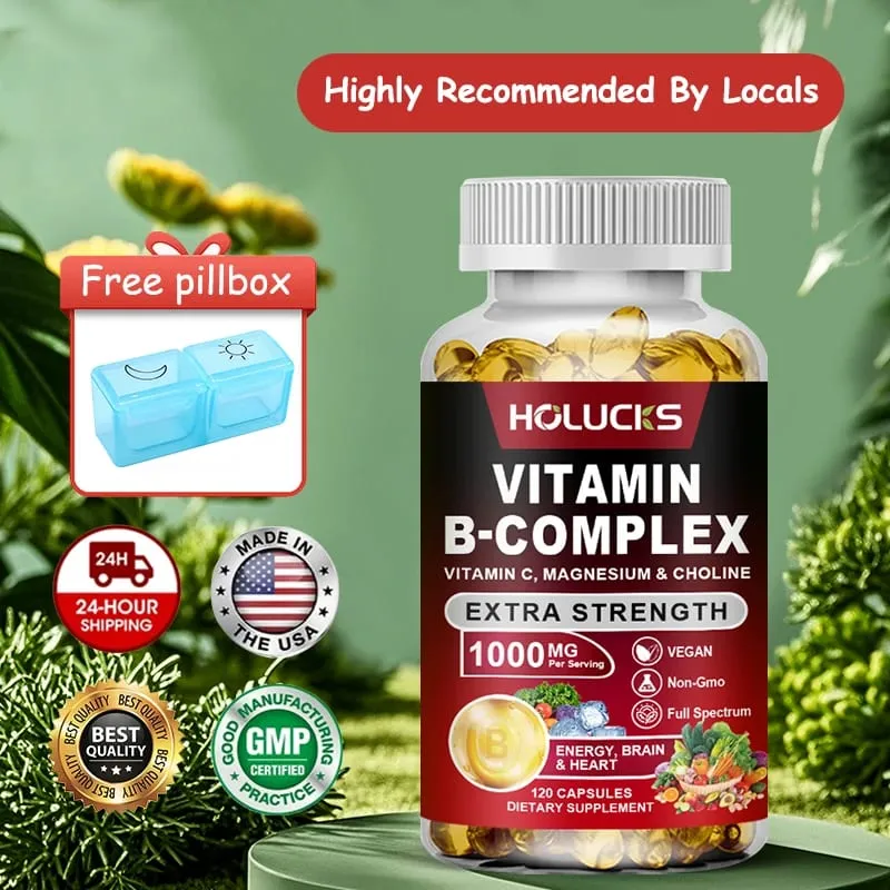 Yimiduk Premium Vitamin B Complex Capsules with Biotin & Folate Support Promotes Healthy Hair Skin & Hormone Balance Non-GMO — image 1