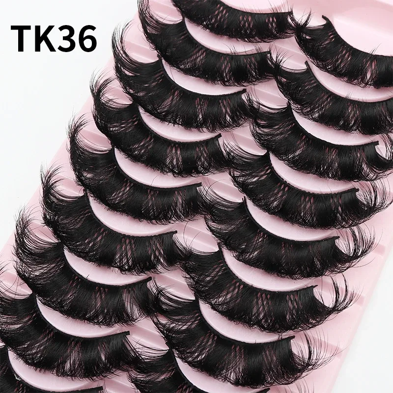 10 párů Russian DD Curl Bulk Fluffy Strip Lashes Přírodní měkké umělé řasy Opakovaně použitelné ručně vyrobené řasy pro každodenní a párty — image 21