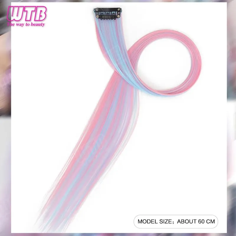 WTB Ice Cream Color Synthetic Hair Extension Wig with BB Clip Style Suitable for Women to Wear During Holidays and Events — image 4