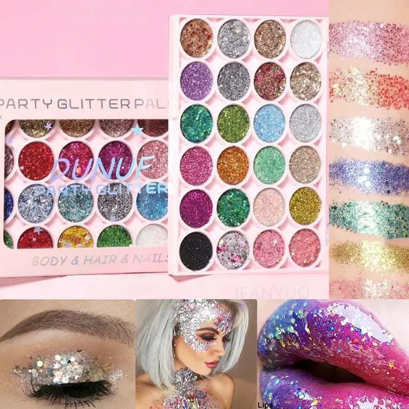 24 Colors Body Face Glitter Gel Palette Multifunctional Waterproof Eye Hair Loose Sequins Eyeshadow Party Deco Makeup Cosmetics — image 1