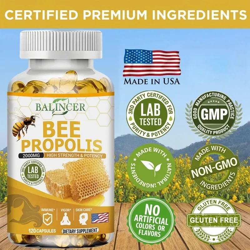Natural Bee Propolis Capsules - Relieves Joint Pain and Stiffness Promotes Bone Health for Immunity and Anti-oxidation — image 6