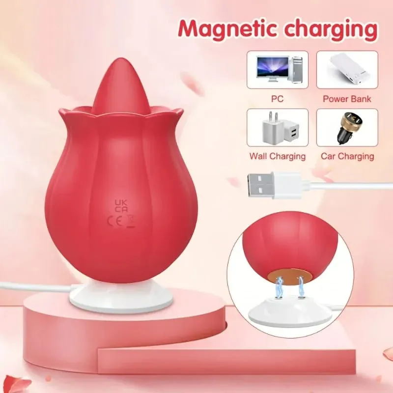 Powerful Tongue Vibrator Female Rose G Spot Oral Clitoris Stimulator Lick Vagin Massager Masturbation Adult Sex Toys for Women
