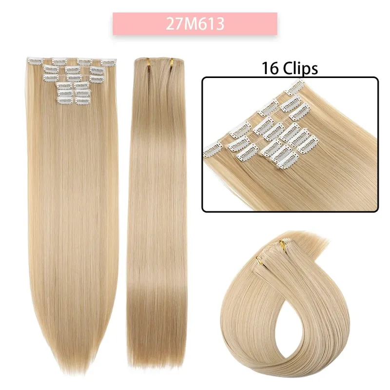 6-Piece Set 24-Inch Synthetic Clip-On Hair Extensions Straight Hair Removable Lightweight Synthetic Wig Women's Exclusive — image 22