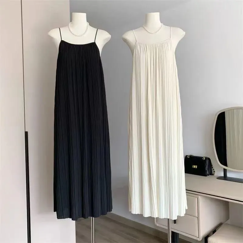 Sweet Summer Plus Size Dress Women Loose Ruffled Sleeveless Long Dress Lazy Style Solid Color High End — image 4