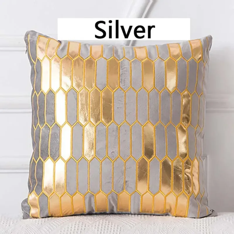 45x45cm Luxury Velvet Cushion Cover Bronzing Soft Decorative Pillow Set for Bedroom Sofa Home Decoration — image 4
