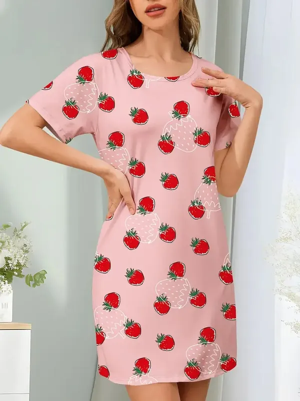 Women's Summer Casual Fruit Pattern Printed Short-Sleeved Dress — image 4