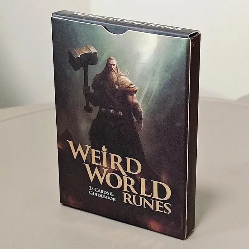 Weird World Runes Deck - 9*6cm 25 Elder Futhark Oracle Cards for Divination Printed on 350GSM Double-embossed Cardstock