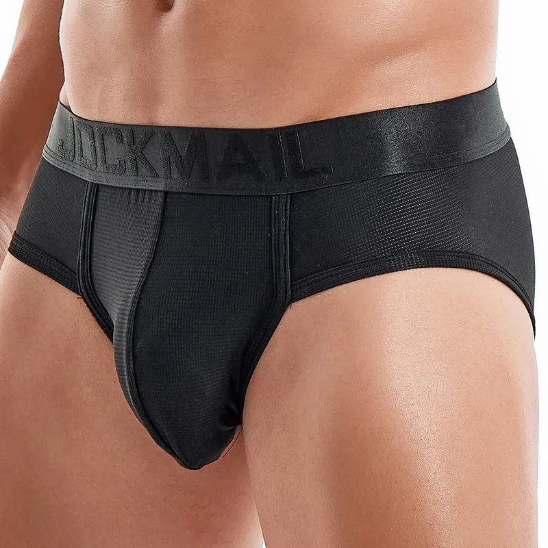 Jockmail Mens Underwear Briefs Mesh Breathable Sports Fitness Shorts Solid Color Sexy Low-rise Lingeries for Extreme Panties — image 20