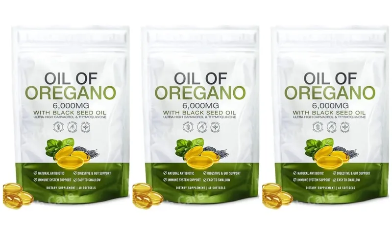 Oreganoolie 6000mg sorte frøolie softgels understøtter dagligt immunforsvar Fordøjelsesbalance Urteformel Ikke GMO 60 Antal
