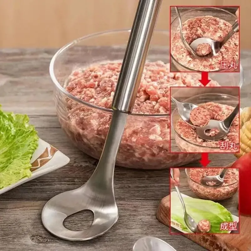Meatball Maker Spoon Meat Baller with Elliptical Leakage Hole Stainless Steel Meat Ball Mold Kitchen Gadget Meat Tools Non-Stick — image 8