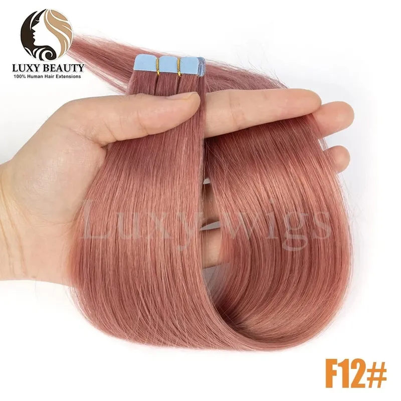 Colored Purple Mini Tape in Human Hair Extensions Invisible Seamless Tape in Hair 10pcs Pink Red Green Blue Mini Tape In Hair — image 9
