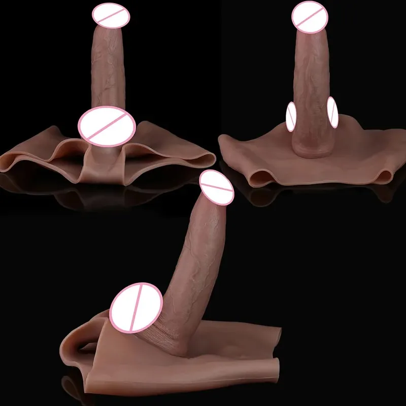 High Waist Strap-On Penis Sleeve насадка на член Skin Touch Hollow Penis Cover Silicone Wearable Extension Sex Toys For Men — image 3