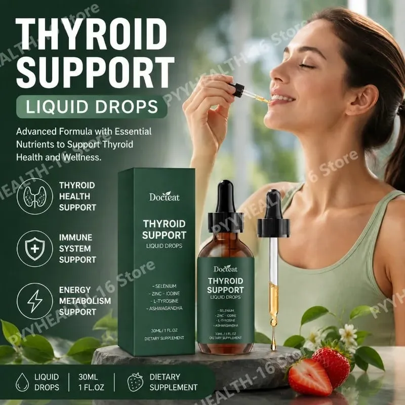 Thyroid Support Liquid Drops with Selenium Zinc Iodine L-Tyrosine & Ashwagandha for Thyroid Health and Daily Support Vegan 30ml — image 2
