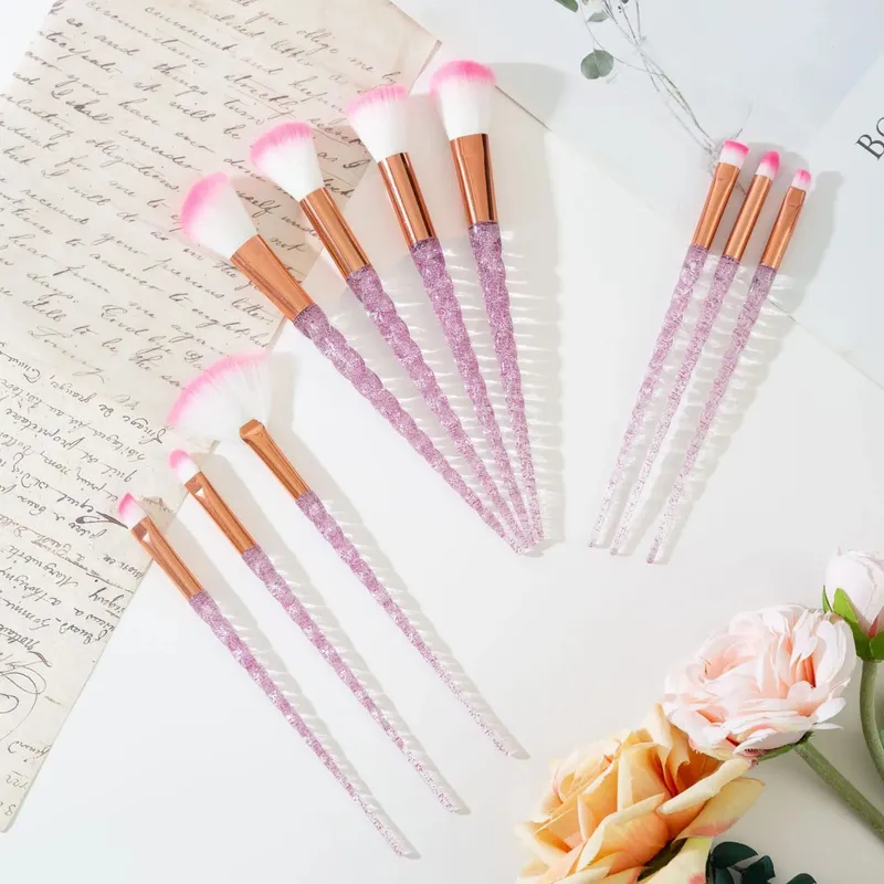 Colorful 10-Piece Makeup Brush Set Crystal Handle Concealer Brushes Beauty Health Cosmetic Tools Make Up Tools — image 11