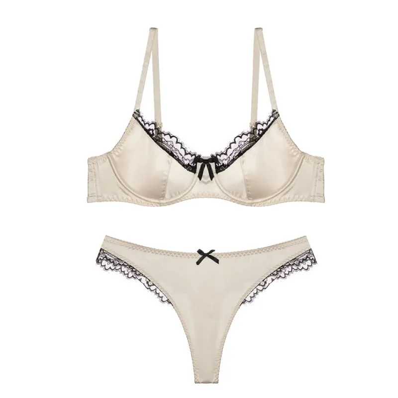 Red Satin Bra Set Dopamine Lingerie for Small Chest Push Up Gathers Anti Sagging Sexy Lace Bralette for Women Pure Sensual — image 11
