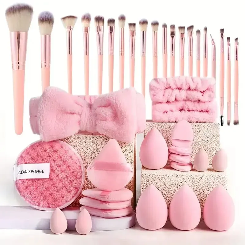33pcs beauty set makeup kit large and small beauty sponges for flawless makeup application and removal of makeup full set — image 32