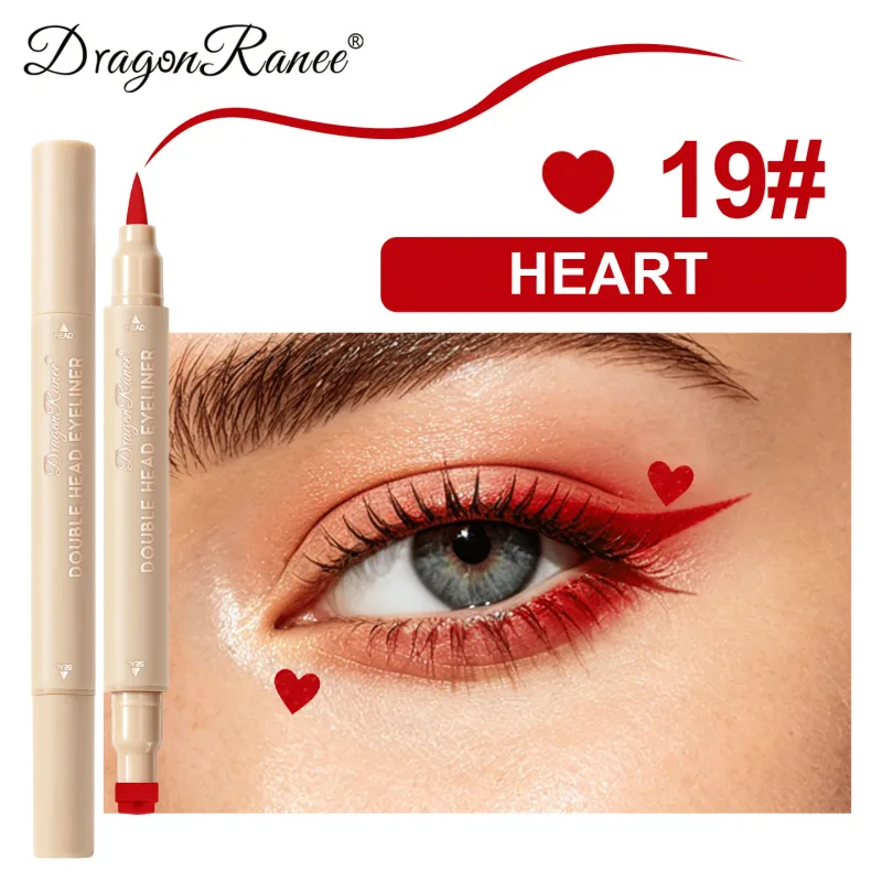 Eyeliner 2 w 1 z podwójną końcówką szybkoschnący wodoodporny i odporny na pot niełatwy do rozmazania kolorowy eyeliner do makijażu oczu