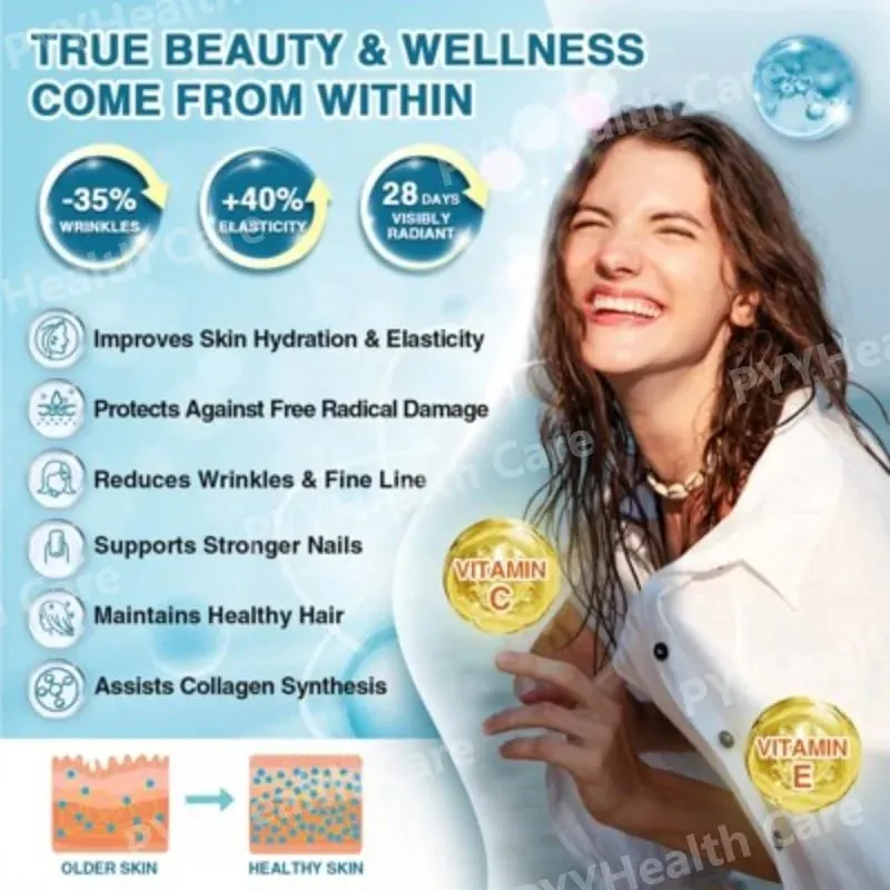 Marine Collagen Peptides Powder - Type I III Collagen with Probiotics Vitamin C & Hyaluronic- Unflavored - 12.35oz/35 Servings