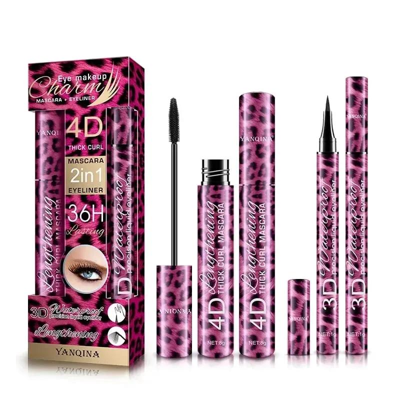 Flydende Eyeliner Blyant+4D Vandtæt Mascara Sæt Kosmetik Eye Liner Tyk Curling Mascara Øjenbryn Blyant Øjenmakeup
