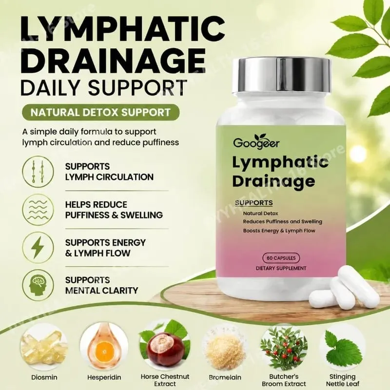 Googeer Lymphatic Support Capsules with Diosmin Hesperidin Horse Chestnut Bromelain Butcher's Broom Daily Wellness 60 Capsules — image 5