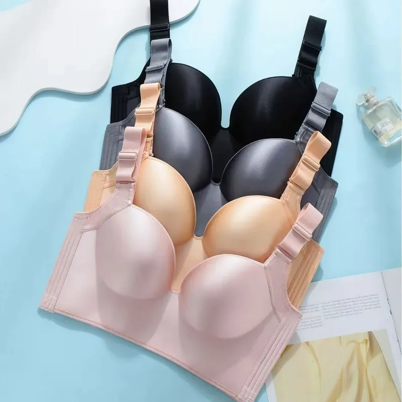 Wireless Push Up Bra for Women Full Coverage Adjustable Plus Size Lingerie C D E Cup 34-48 Solid Color Underwear — image 1