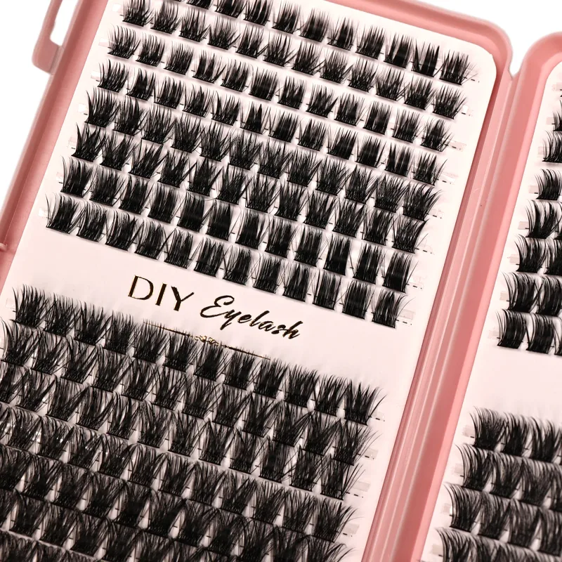 DIY Fluffy Individual Eyelash Clusters D Curl Mixed Length Segmented False Lashes Reusable Lash Book for Eye Makeup