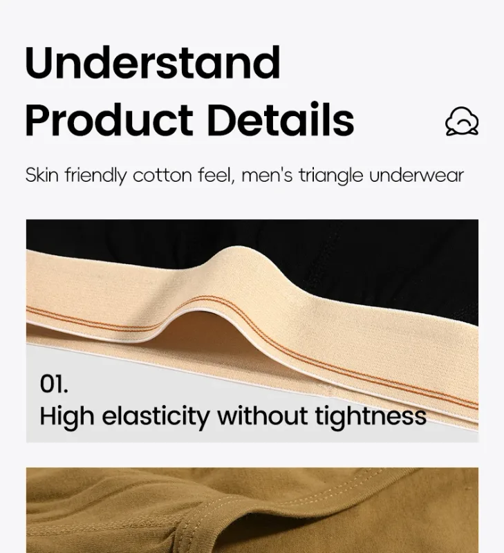 Men's pure cotton breathable and comfortable triangular underpants, mid-waist, skin-friendly and soft, teenagers' underpants — image 16