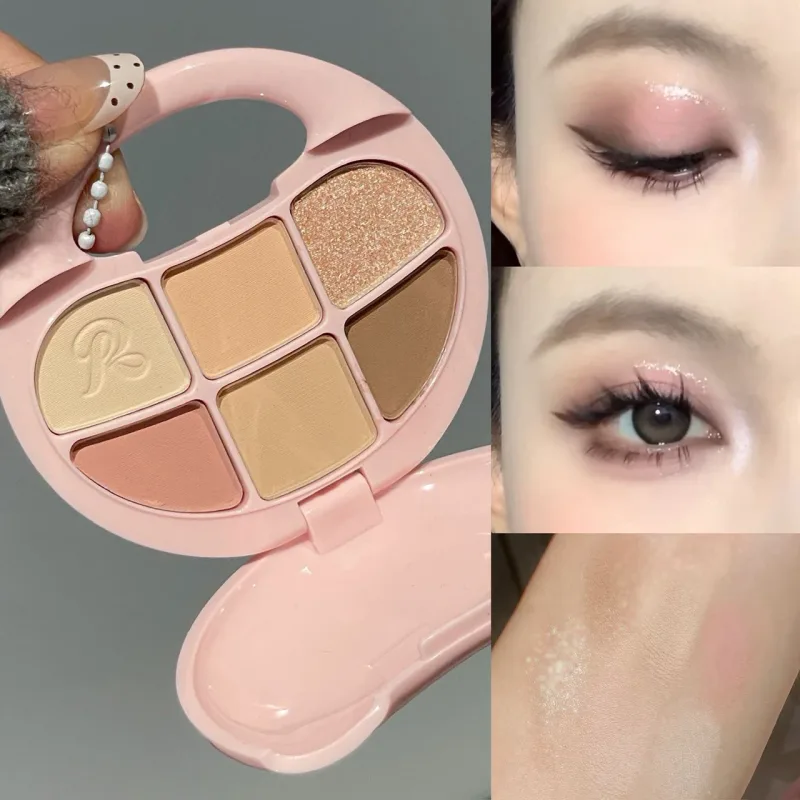 6 Colors Brown Chestnut Eyeshadow Palette Matte Shimmer Eye Shadow Brighten Waterproof Glitter Pink Eyes Pigments Makeup Palette — image 4