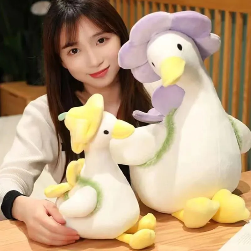 Kid Cute Little Duck Doll Flower Duck Plush Toy Big White Goose Doll Super Soft Sleeping Pillow Birthday Gift Decoration Toy — image 5