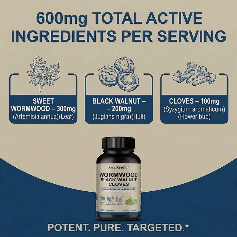 Wormwood Black Walnut and Clove - 3 in 1 Premium Formula for Microbial Balance Natural Detoxification and Intestinal Health — image 5