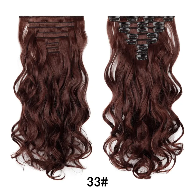 Clip-In Hair Extensions 8Pcs Set 17Clips Matte Synthetic Wavy Full Head Hairpiece for Women Daily Use Easy to Install