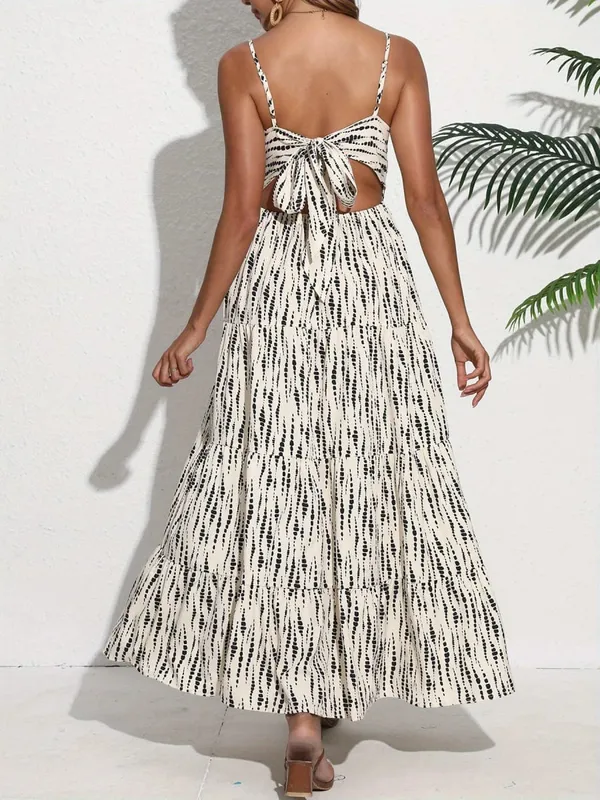 Women's Bohemian-Style Spaghetti Strap Wrap Dress with Lace-Up Back – Long Dress for Vacations and Getaways — image 6