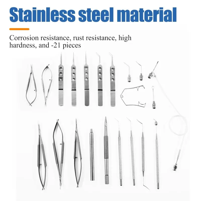 21 Pieces/set of Ophthalmic Cataract Surgical Instruments Set Stainless Steel Titanium Alloy Ophthalmic Precision Surgical Tools — image 3