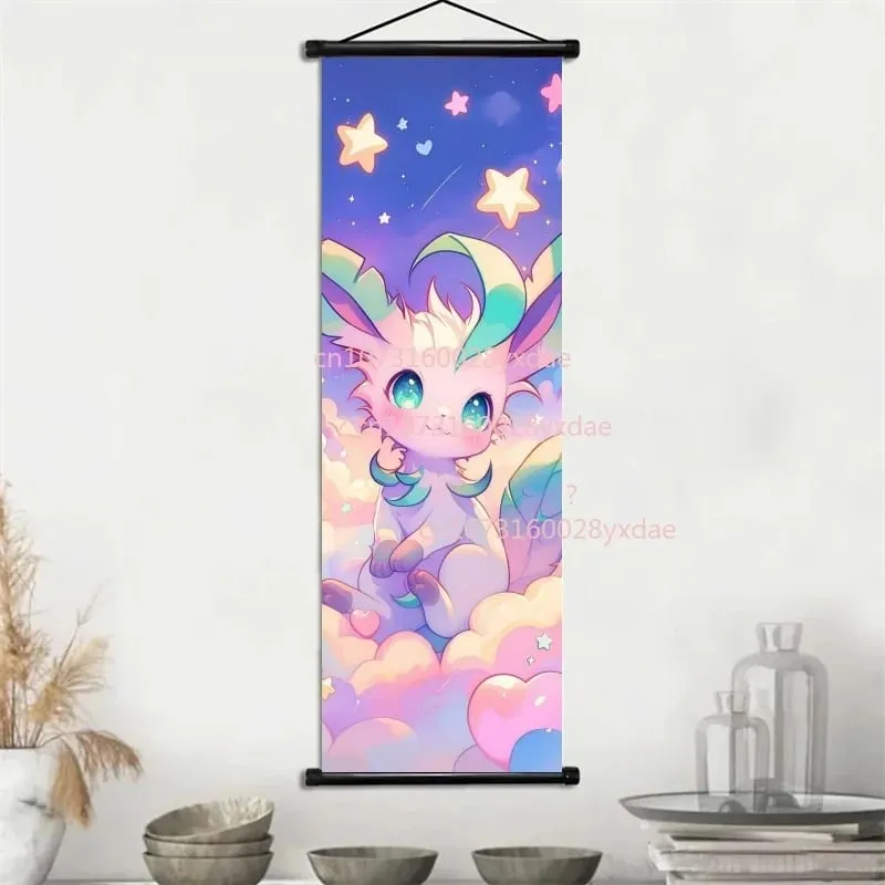 Classic Printed Pokemon Poster Cartoon Wall Artwork Gengar Squirtle Bulbasaur Pikachu Hanging Scroll Family Room Decoration — image 14