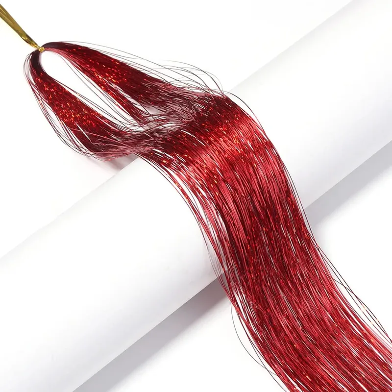 3pcs/pack 120cm Multicolor PET LLaser Hair Tinsel Strands Metallic Hair Extensions for DIY Party Cosplay Hair Decor Accessories — image 9