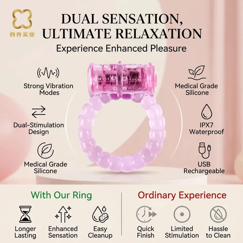 Lasting Cock Rings Vibrator Delay Premature Ejaculation Lock Fine Sex Toys Product For Men Dildo Extender Beads Adult Massage — image 6