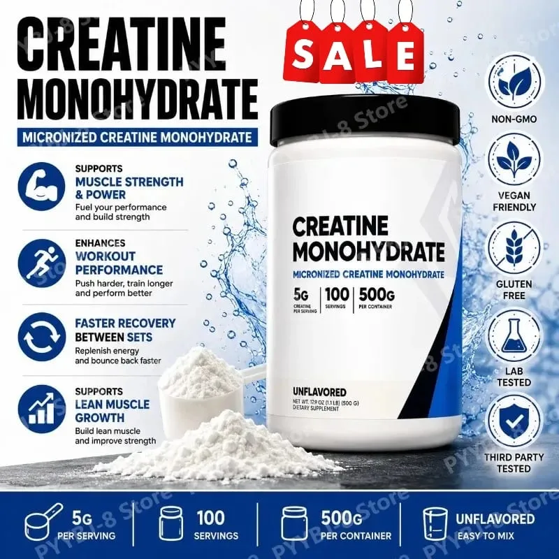 500g Creatine Monohydrate Powder Powder 100 Serving Mix with Water for Drinking Supplement Help Enhance Strength Sport Support — image 2
