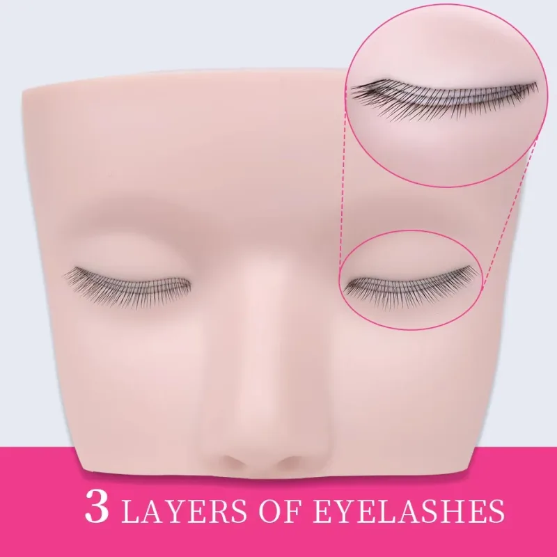 3 Layers Lashes Reusable Mannequin Eyes Eyelash Extension Eyes Model Doll Face Head Training Simulated Silicone Eye Makeup Tools — image 13