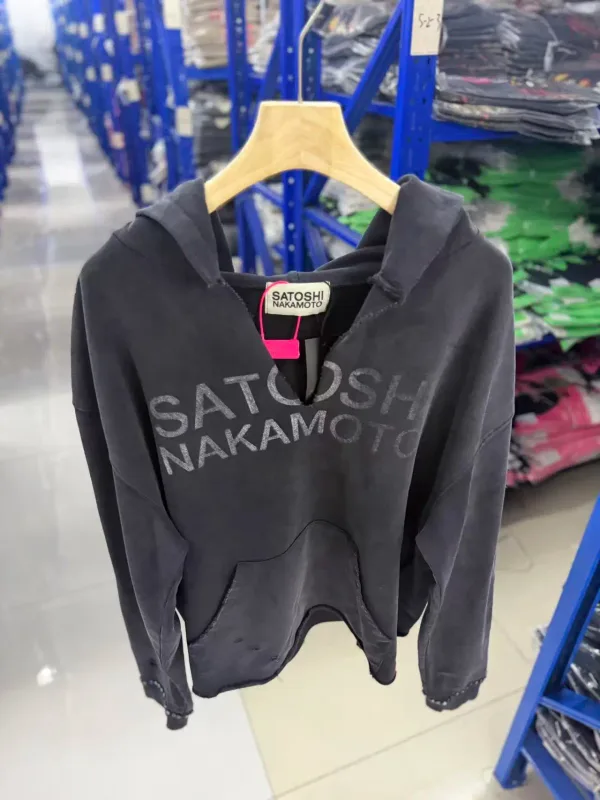 N Brand 26SS”DESTRUCTO' STUDDED WASHED“ Distressed High-Street Hip-Pop Cotton Oversized Hoodies Sweater For Men — image 9